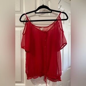 2/$15 Guess Open Shoulder Transparent Blouse
